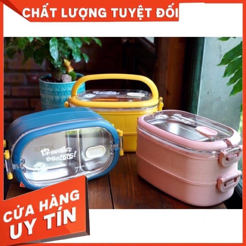 Hộp Cơm Giữ Nhiệt inox 304 - 2 tầng 2 lớp sang trọng - Hộp Cơm Điện Doron 4 ngăn inox