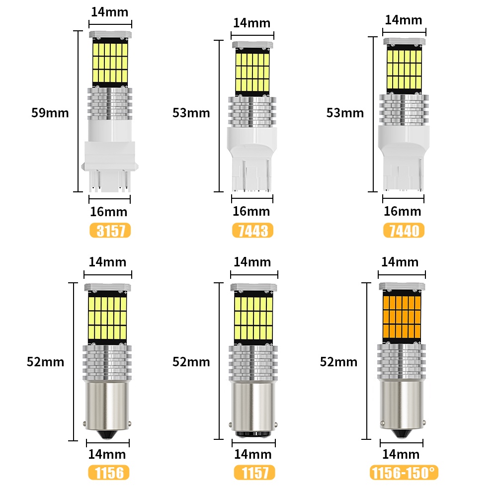 Set 2 Linh Kiện Điện Tử 1156 1157 3157 7443 1156 150° Đèn Led Đuôi Xe Ánh Sáng Trắng / Đỏ / Vàng Chất Lượng Cao