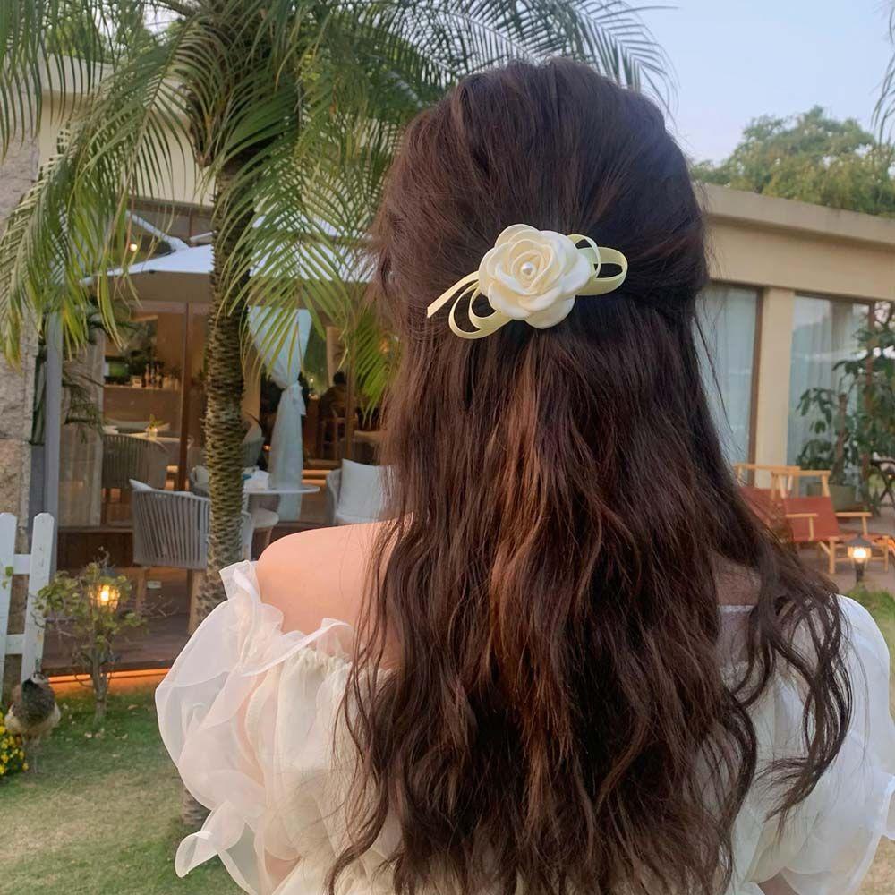 Kẹp Tóc Lưới Hình Hoa Trà Ngọt Ngào Phong Cách Hàn Quốc