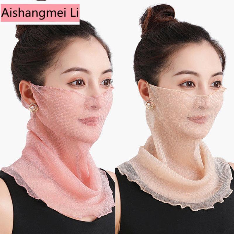 Khăn Choàng Cổ Che Mặt Và Cổ Bằng Lụa Chiffon Chống Tia Cực Tím Thoáng Khí Đa Chức Năng Cho Nam Nữ