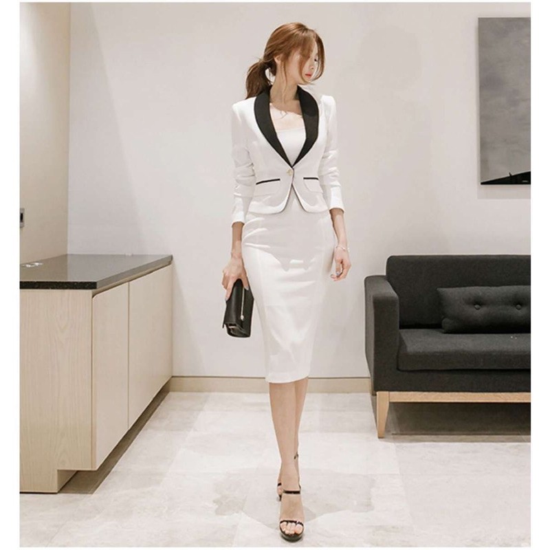Set bộ vest công sở áo vest đầm ôm ngang gối VH7004