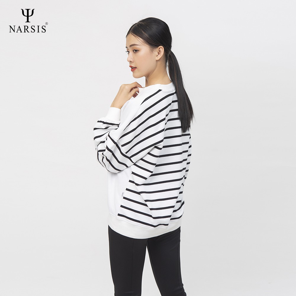 Áo Hoodie nữ Narsis L0071 chất nỉ màu trắng phối đen họa tiết người tuyết