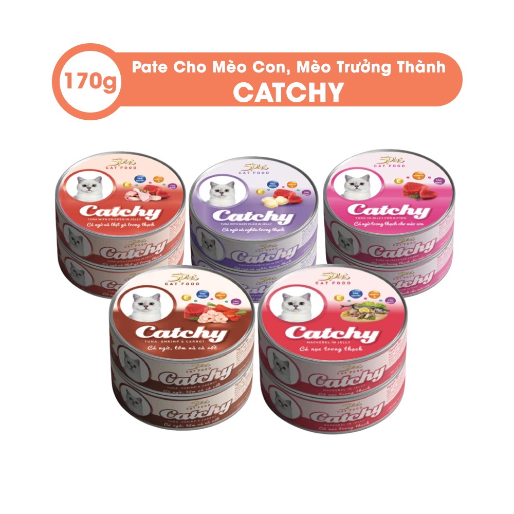 Pate cho mèo Catchy 5Plus dạng lon 170gram