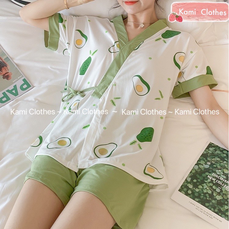Bộ ngủ KIMONO, set ngủ 3 chi tiết pijama ngắn tay nhiều hình - KAMI Clothes | BigBuy360 - bigbuy360.vn