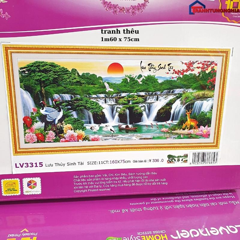 Tranh đính đá, tranh thêu chữ thập phong cảnh lưu thủy sinh tài tuyệt đẹp LV427 LV428 LV429 LV3315 LV3314