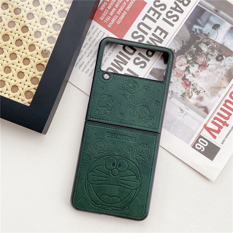 Ốp Điện Thoại Da PU Chống Sốc Hình Doraemon Dễ Thương Cho Samsung Galaxy Z Flip 4 3 2 1 Z Flip3 5G