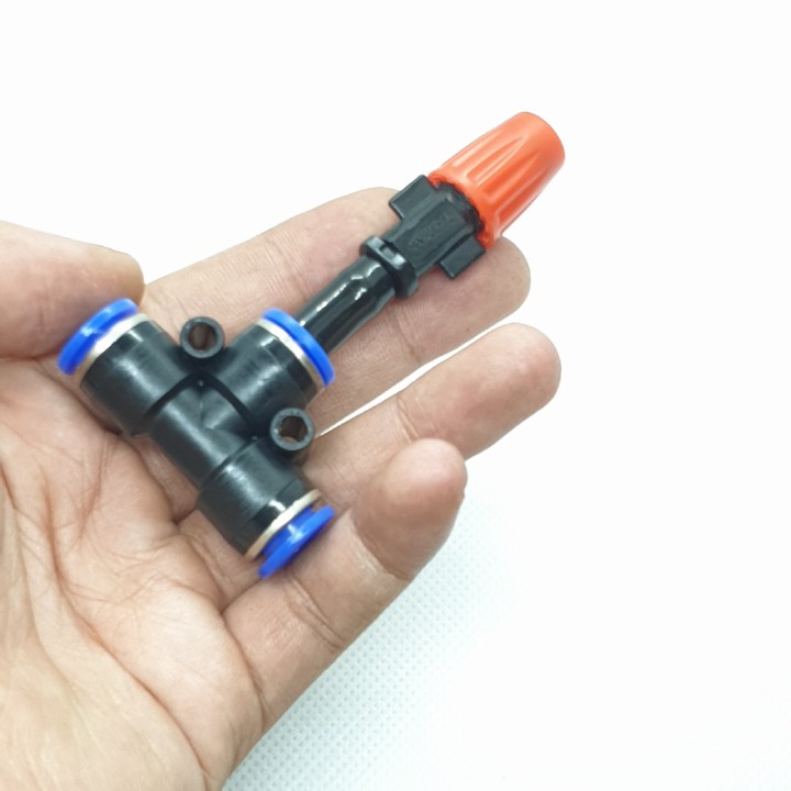 Béc phun sương 1 hướng đầu cam kèm nối nhanh T 8mm - Béc tưới lan...
