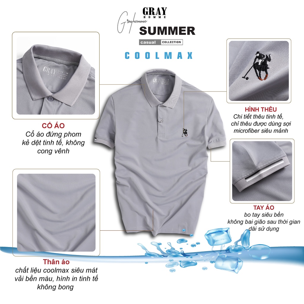 Áo Polo Nam Phối Họa tiết Trẻ Trung, Năng Động Grayhomme
