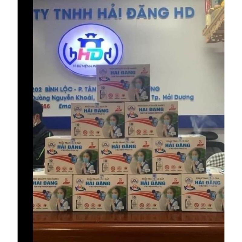 Hộp 50c khẩu trang trẻ em kháng khuẩn 4 lớp Hải Đăng nhiều màu