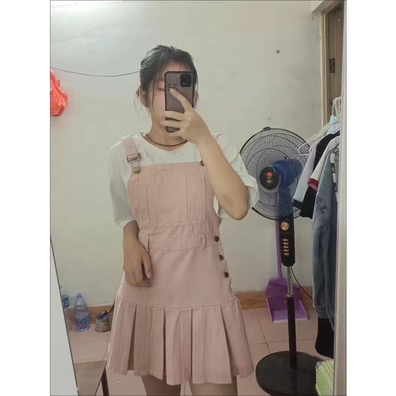 ♥️Váy Yếm Bò Hồng Pink,HườngSize S->2XL