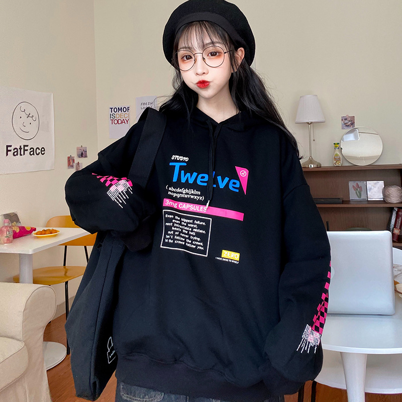 Áo Hoodie Tay Dài Vải Cotton Mỏng Thời Trang Thu Đông Cho Nữ