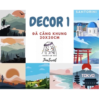 Tranh tô màu theo số TinaSweet 🌈 Size mini 20x20cm 🌈 Decor đơn giản - Tranh số hoá sơn dầu