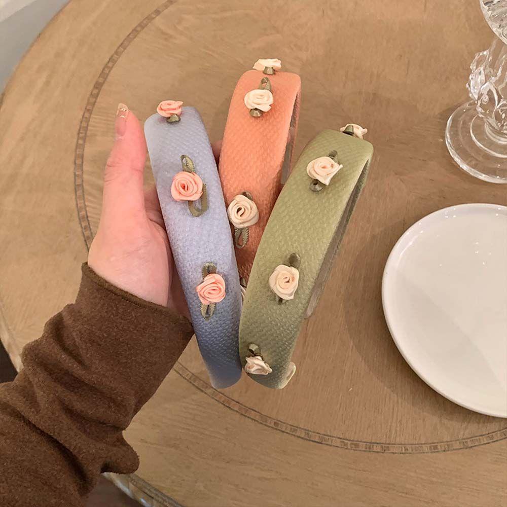Băng Đô Cài Tóc Bằng Xốp Hình Hoa Hồng Phong Cách Vintage Thời Trang