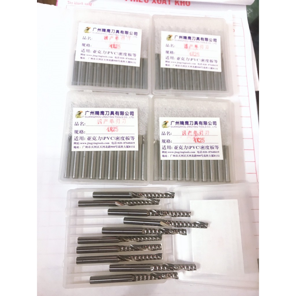MŨI PHAY CNC 1 ME XOẮN 4 X 25mm 1mũi