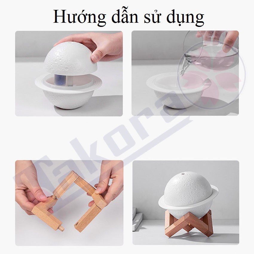 Máy phun sương tạo ẩm mặt trăng, Máy phun sương khuếch tán độ ẩm kết hợp làm đèn ngủ cao cấp