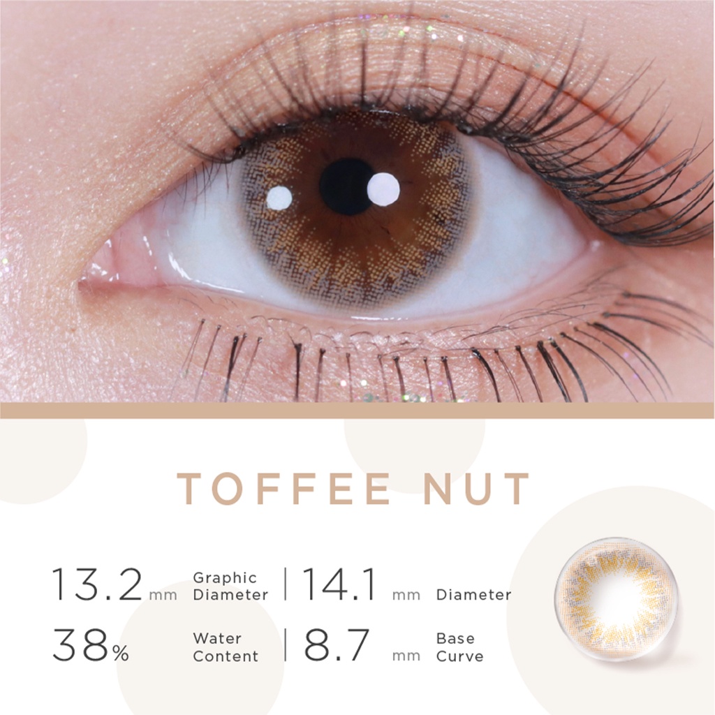 Hộp 2 kính áp tròng có màu Moody TOFFEE NUT thuộc bộ sưu tập Eyespresso 14.1mm dùng hàng quý