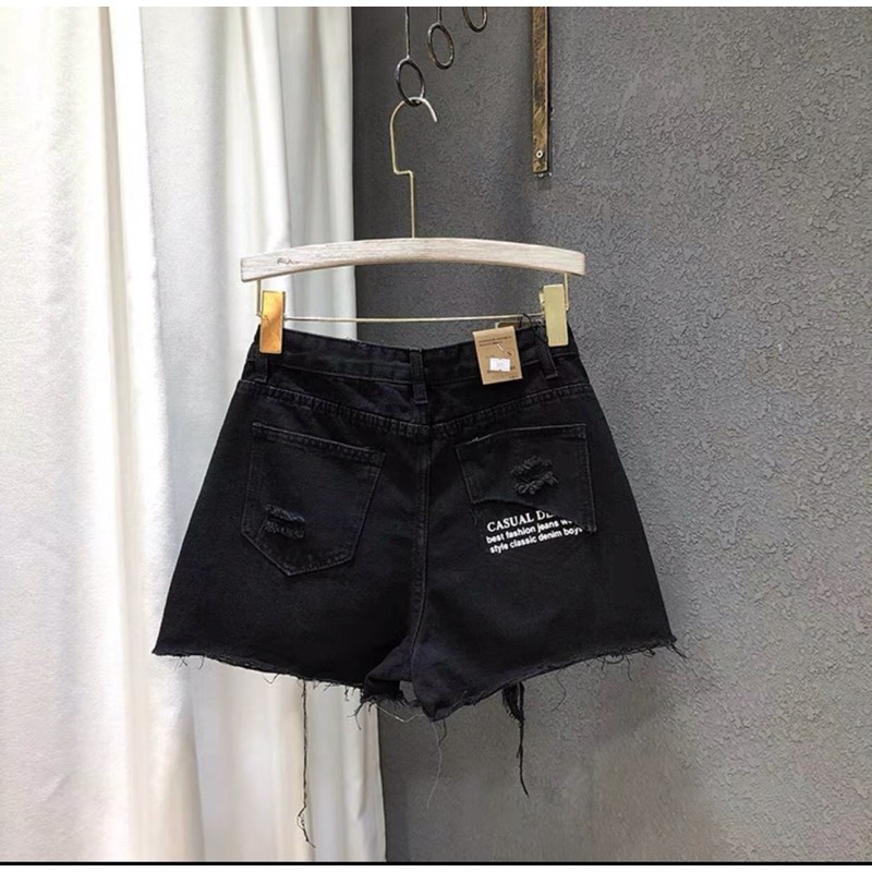Quần short jean nữ bigsize lưng cao thêu chữ, từ 40kg-80kg. Short nữ size đại hàng VNXK MS1050p