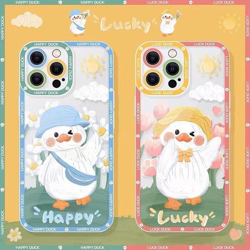 Ốp Điện Thoại TPU Dẻo Trong Suốt Họa Tiết Hoạt Hình Chú Vịt Vui Nhộn Cho Iphone 13 12 11 Pro MAX X XR XS MAX 6 7 8 Plus