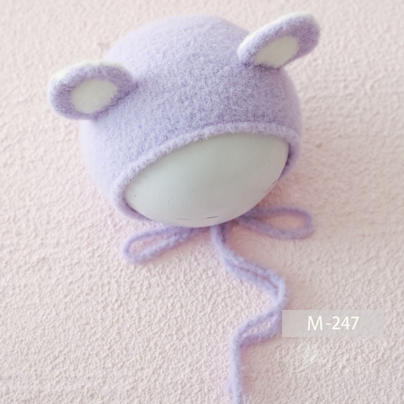 Mũ Beanie Đan Len Đính Tai Dễ Thương Dùng Làm Đạo Cụ Chụp Ảnh Cho Bé Sơ Sinh