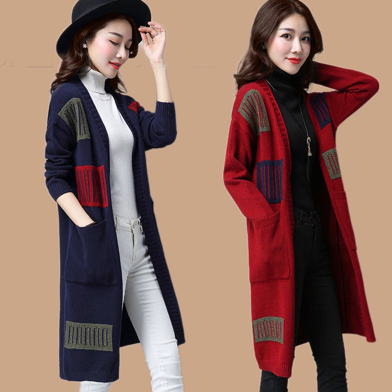 Áo khoác cardigan dệt kim tay dài dáng rộng thời trang xuân thu dành cho nữ