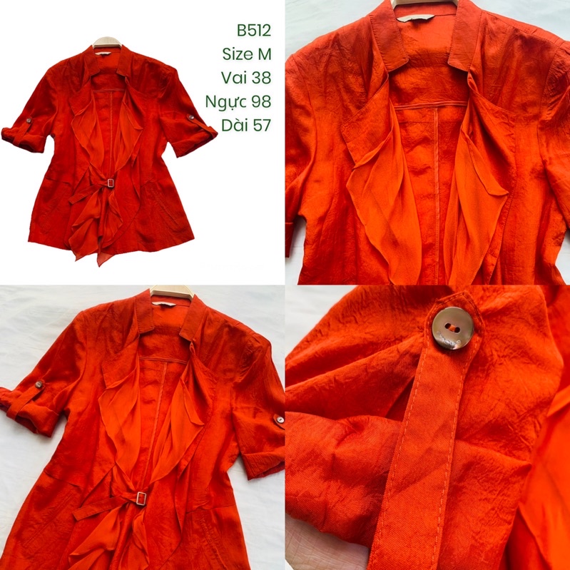 Áo khoác vest/blazer B512 tay ngắn vạt cánh tiên 2hand Hàn si ảnh thật