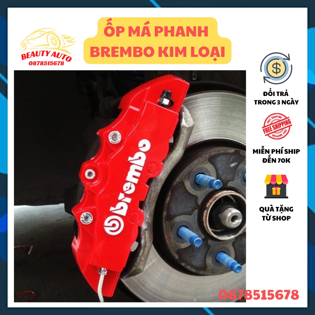 Bộ 2 ốp độ má phanh đĩa Brembo KIM LOẠI phong cách thể thao và đẳng cấp cho ô tô xe hơi (ĐỦ SIZE 14-15, 16-17, 18-19)