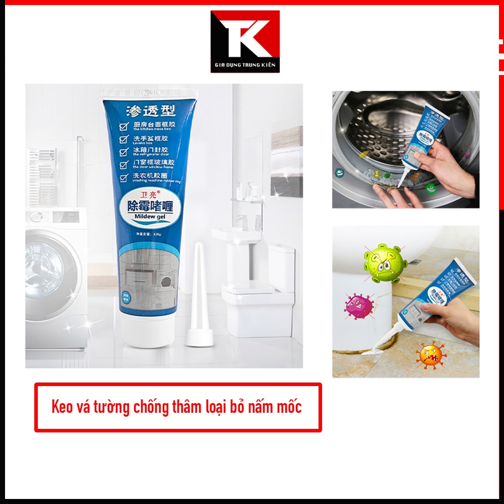 Keo tẩy mốc Mildew chống thấm loại bỏ nấm mốc viền cao su tủ lạnh, máy giặt, lavabo, vệ sinh nhà bếp - Gel trám vết nứt