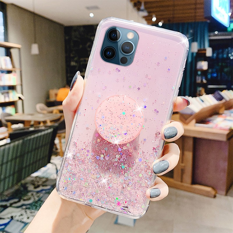 Ốp lưng Huawei Y9 Y9S Y7 Y6 P30 Nova 2i 3i 5T 7i Pro Prime Lite 2018 2019 Starry Sky Sequin Glitter Soft case Cover+Stand