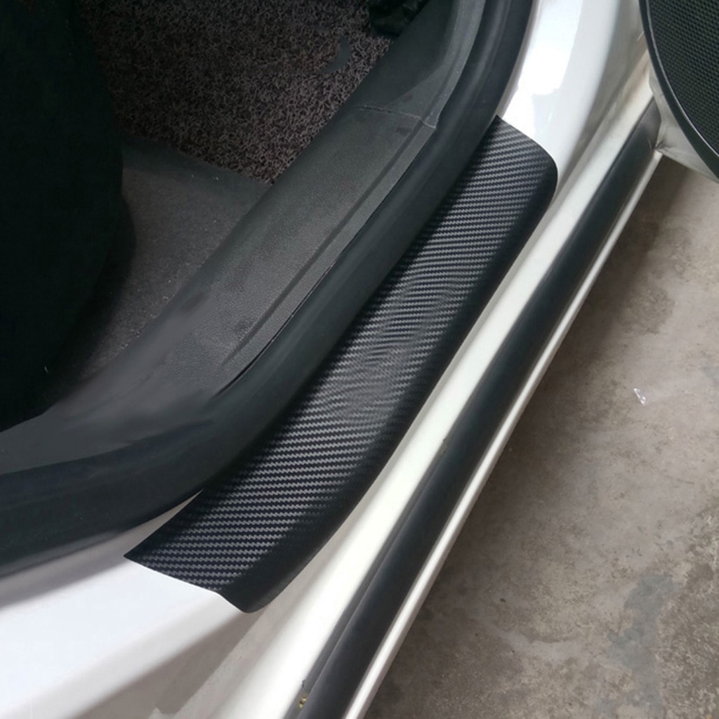 Miếng dán trang trí bậc cửa xe ô tô tự dính bằng sợi carbon chống trầy xước