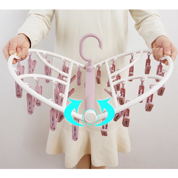 Móc Phơi Vớ / Đồ Lót Nhiều Kẹp Có Thể Gấp Gọn Tiện Dụng Cho Phòng Ngủ / Ký Túc Xá / Ban Công