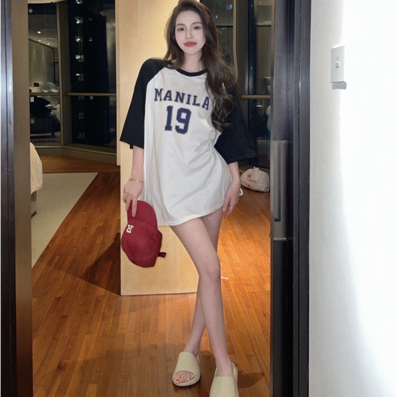 Áo Thun Nữ Tay Ngắn Dáng Rộng In Số