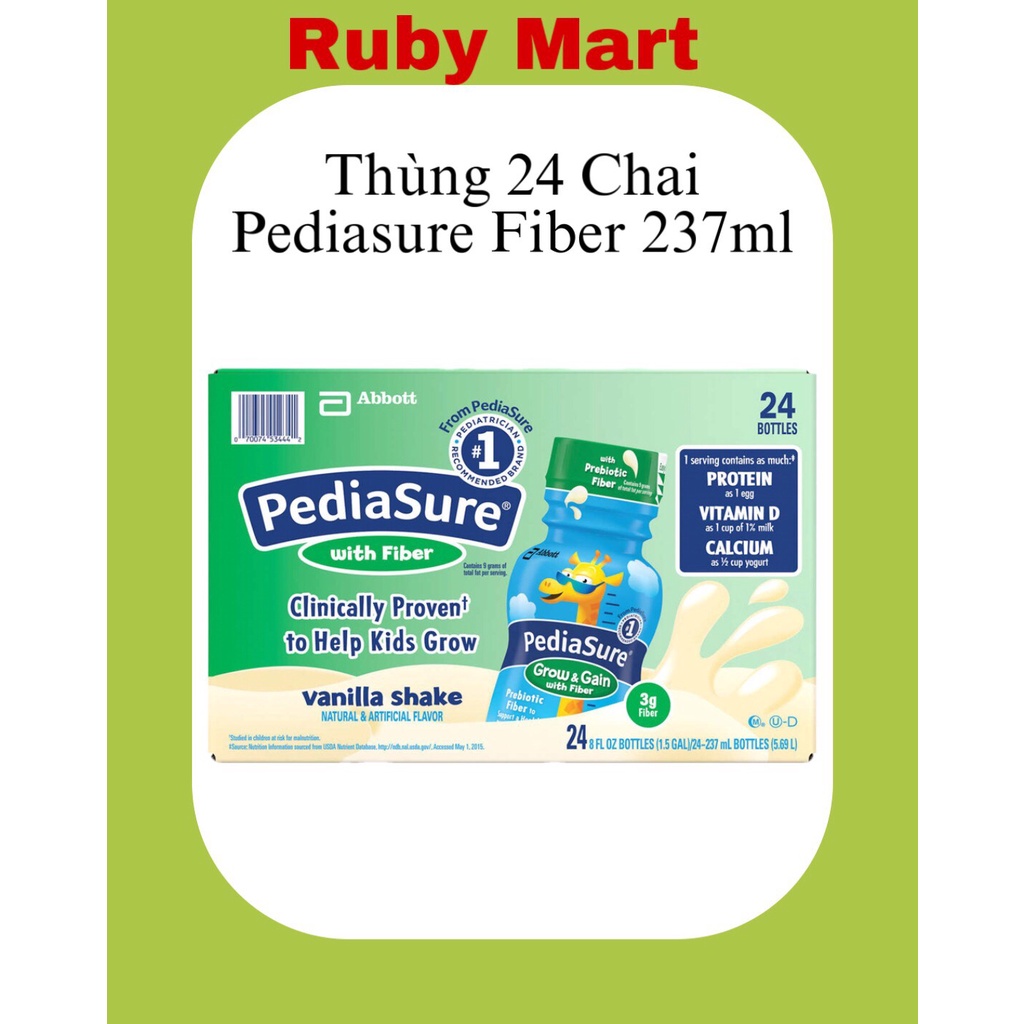 Thùng 24 chai Sữa nước Pediasure Fiber 237ml Mỹ date 6/2022