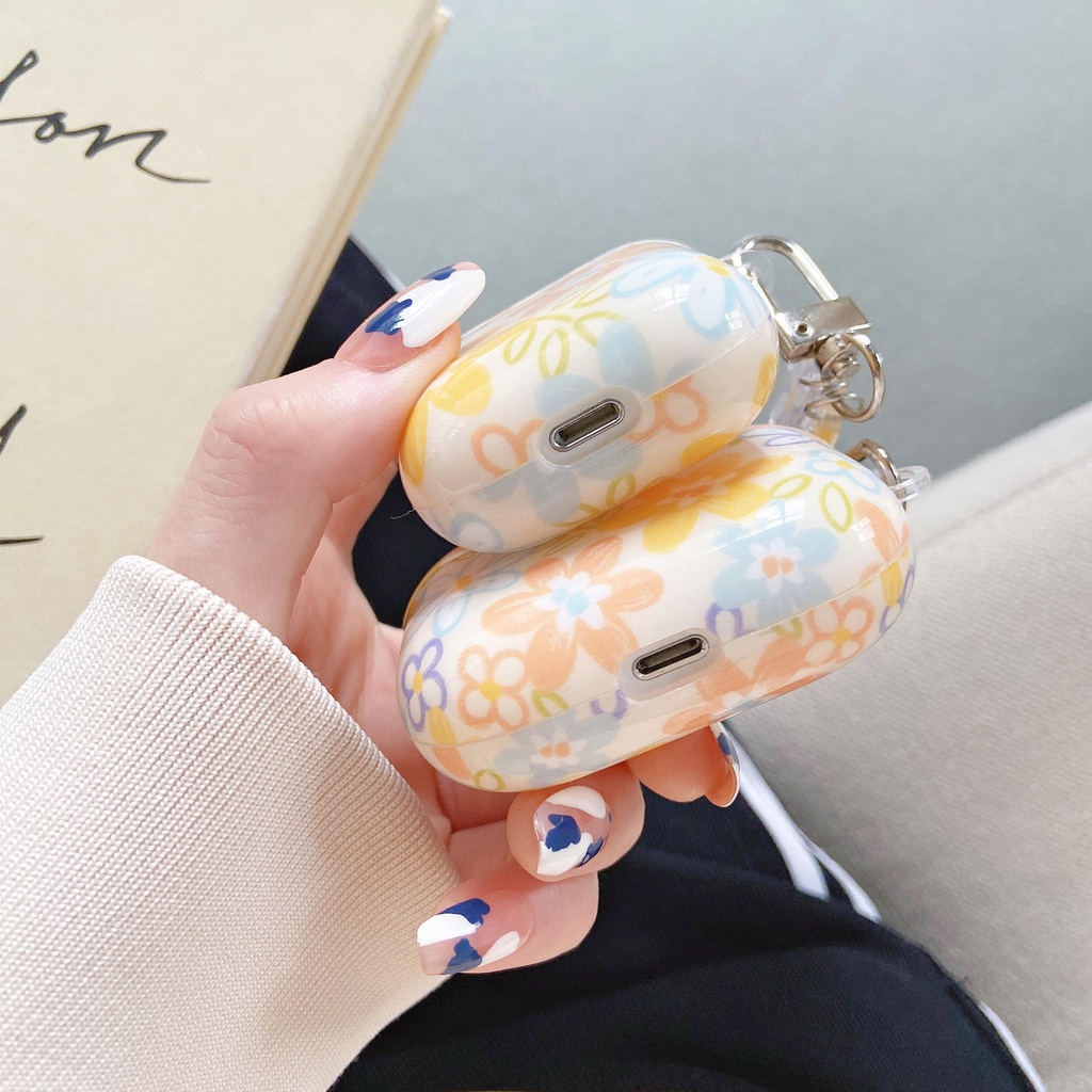 Vỏ Bảo Vệ Hộp Sạc Tai Nghe AirPods3 AirPods3 Màu Kem Trong Suốt Họa Tiết Hoa Dễ Thương 2021 Ốp