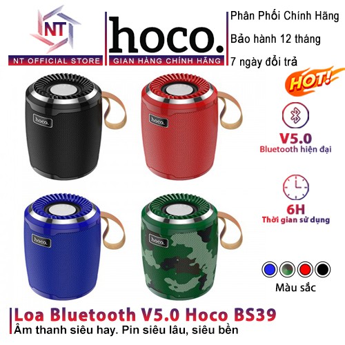 Loa Bluetooth Cao Cấp Hoco BS39 V5.0 3W Chính Hãng, Hỗ Trợ FM, TF, USB, AUX, TWS, IPX5, Nghe Nhạc Siêu Hay, Gọi Siêu Lâu