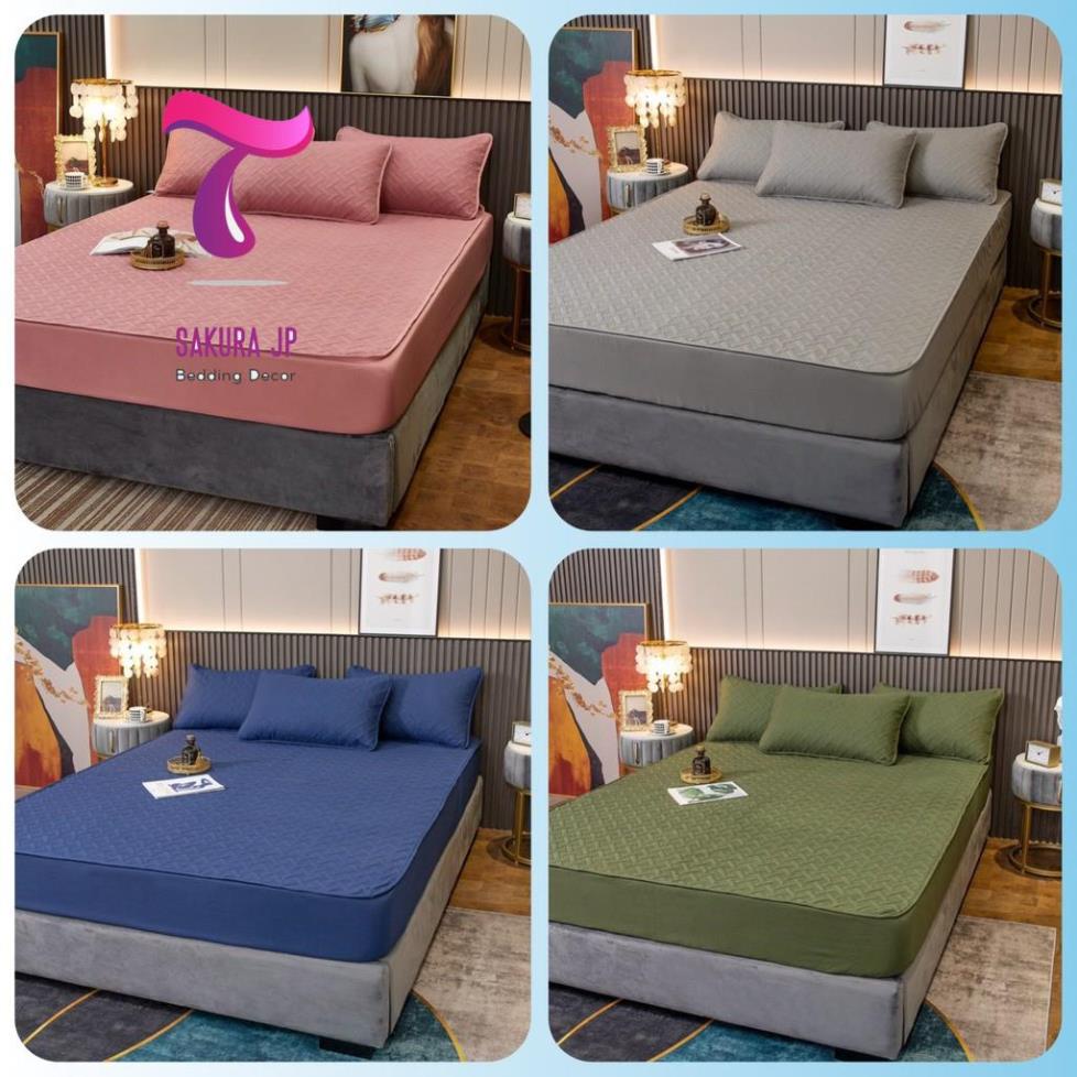 HÀNG MỚI- Ga Gối Chống Thấm Cotton Trần Bông Ép Nhiệt Cao Cấp - Ga Cotton Chống Thấm