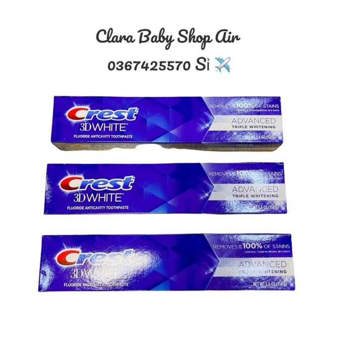 (Air ✈️) KEM ĐÁNH RĂNG CREST 3D WHITE ADVANCED TRIPLE WHITENING 158G