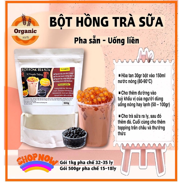 Bột trà sữa vị Hồng Trà Truyền Thống. PHA SẴN cực nhanh, uống liền tiện lợi.Tặng 1 gói trân châu 150gr