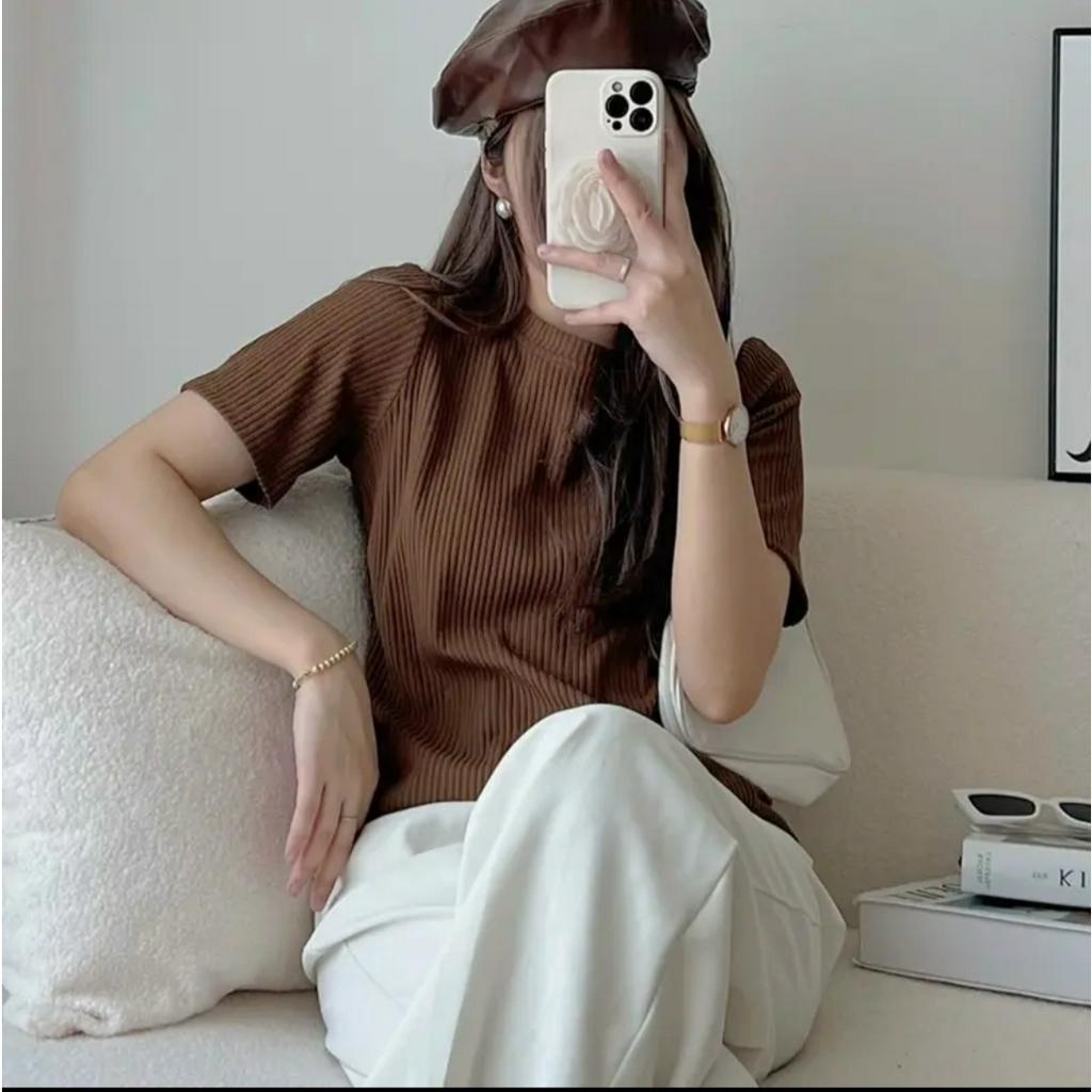 Áo thun trơn cổ tròn tay ngắn áo thun tăm lạnh nhiều màu