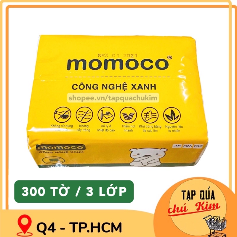 Khăn giấy gấu trắng MOMOCO dai mịn công nghệ xử lý xanh