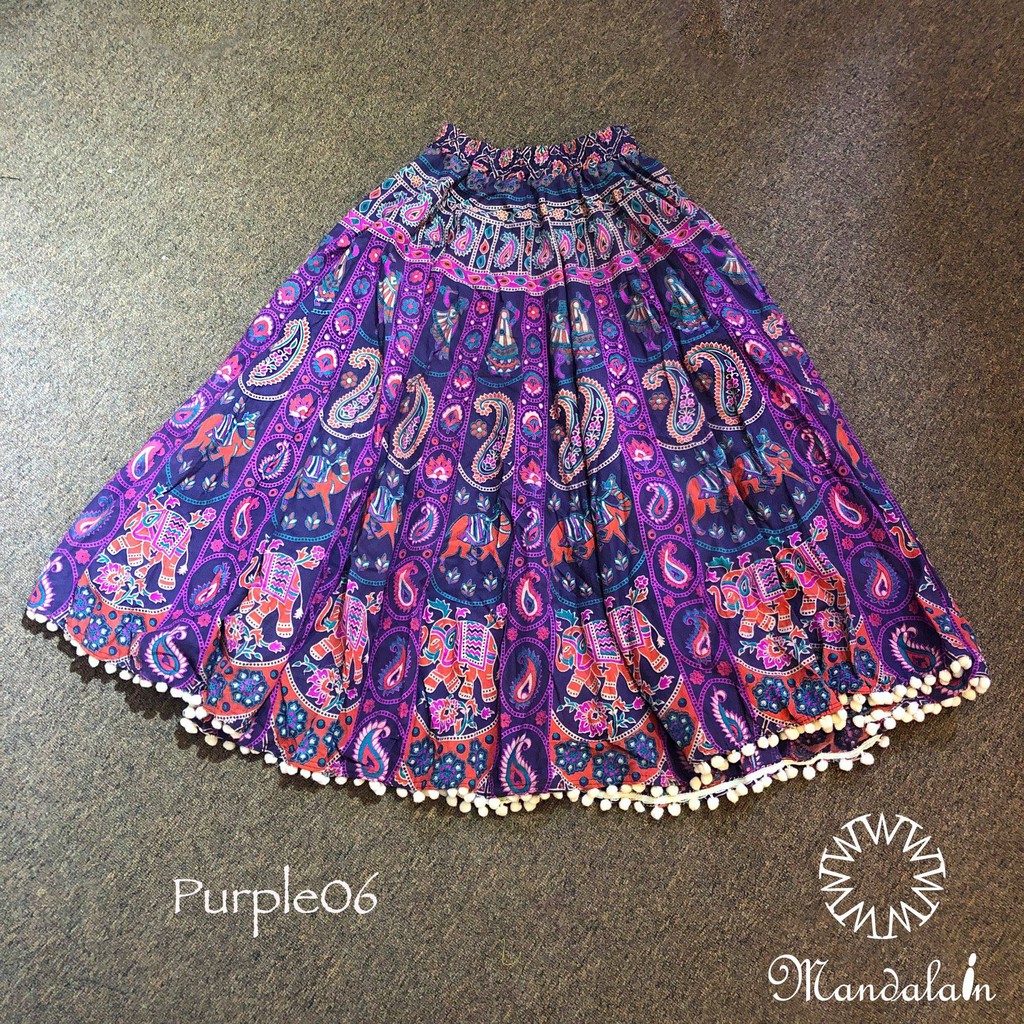 Chân váy xoè 360 độ nhập khẩu Ấn Độ 100% vải cotton thô hoạ tiết độc đáo | BigBuy360 - bigbuy360.vn