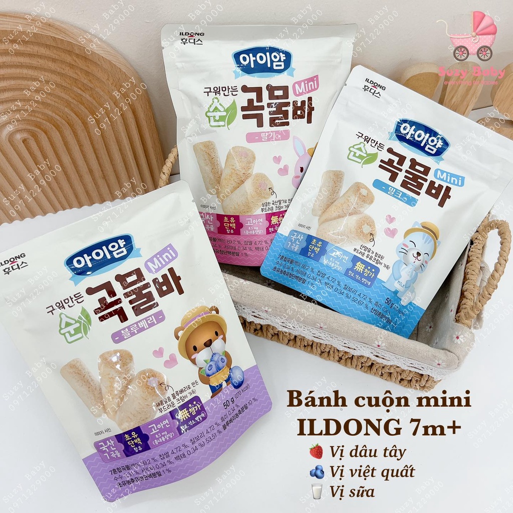 Bánh cuộn mini nhân kem Ildong Ayimeal Yum Yum Hàn Quốc cho bé từ 1 tuổi, Suzy Baby