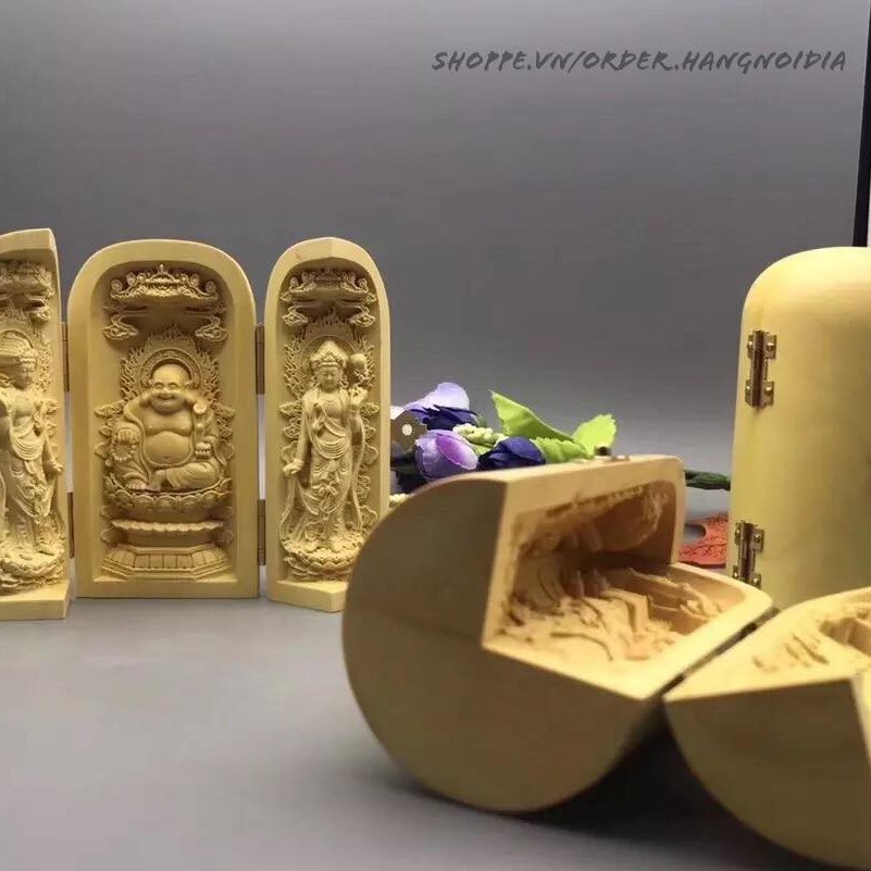 Bộ 3 tượng phật gỗ gấp gọn | BigBuy360 - bigbuy360.vn