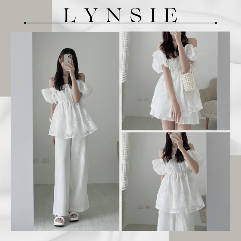 (Video thật) Áo trễ vai tay bồng dáng xoè kèm quần dáng dài và ngắn