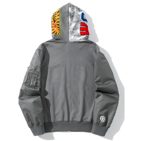 BAPE Mới Áo Khoác Hoodie Họa Tiết Rằn Ri Phối Khóa Kéo Cá Tính