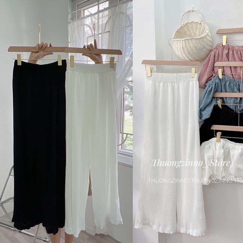 [ẢNH THẬT/VIDEO] Quần ống rộng lượn sóng thiết kế dập ly hai lớp đứng dáng Quần ống đứng cạp cao xếp xòe Xinh Xắn