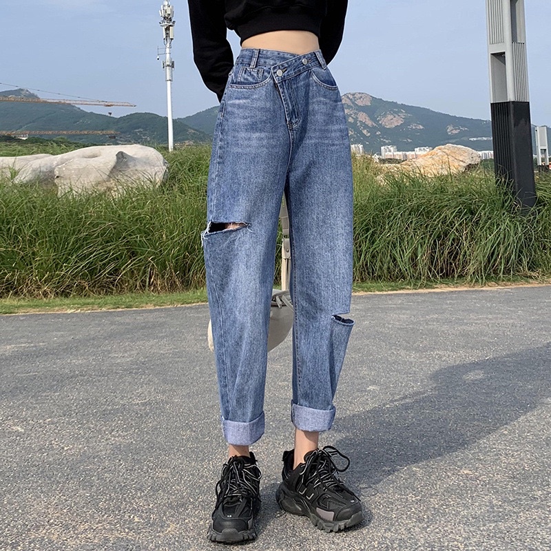 Quần jeans baggy cạp chéo siêu chất