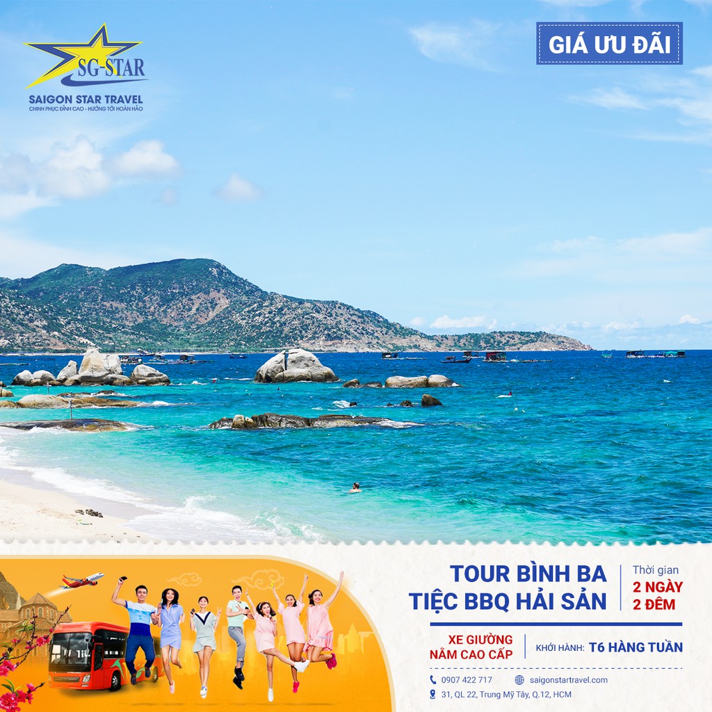 Tour CAM RANH - Đảo BÌNH BA - 2N2Đ + Lặn Ngắm San Hô + Ăn Tôm Hùm + Tiệc BBQ