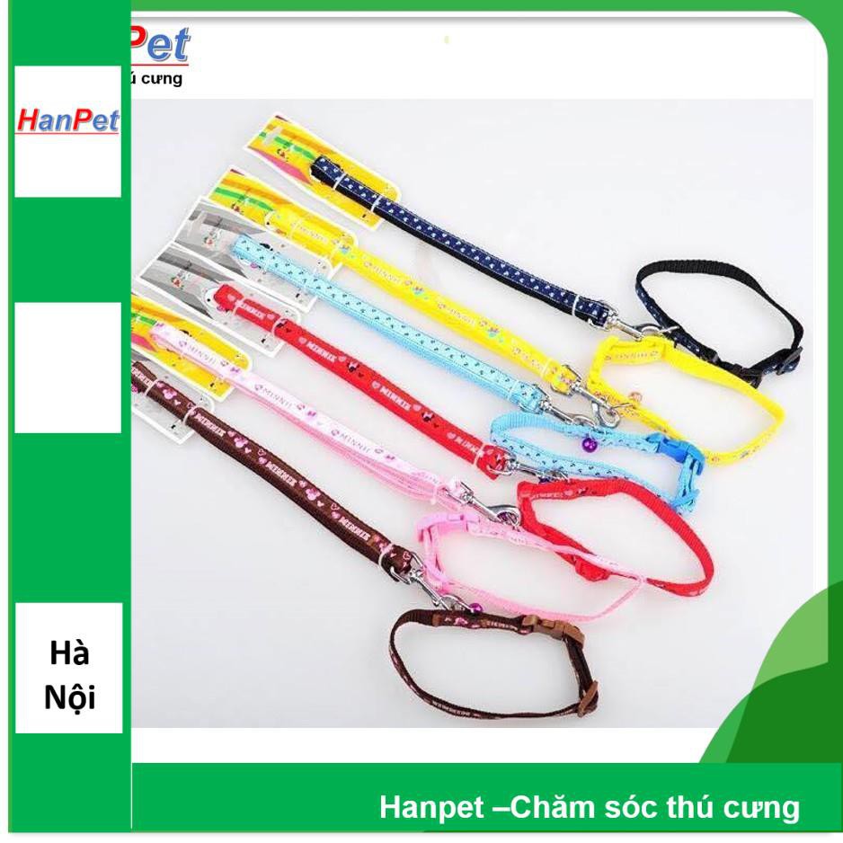 (4 size) Dây dắt cho chó mèo in hoa vòng cổ 2 lớp- dây dắt chó đã kèm vòng cổ