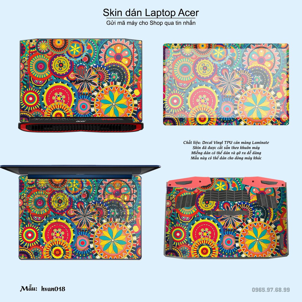 Skin dán Laptop Acer in hình Hoa văn nhiều mẫu 3 (inbox mã máy cho Shop)