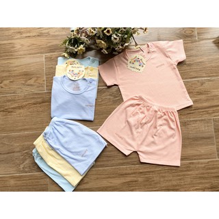 Bộ Cộc Tay Sợi Tre Hãng Unchi Siêu Mềm Mịn cho bé QATE19 (cài vai)